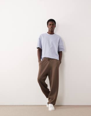 Asos Collective Co-ord Compact Knitted Loose Fit Joggers In Brown