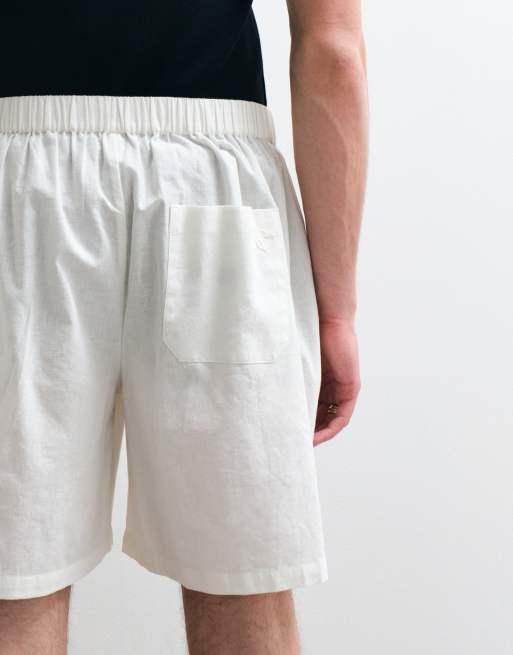 ASOS COLLECTIVE co-ord cotton shorts with linen in cream, 5 of 5