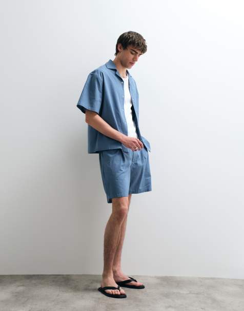 ASOS COLLECTIVE - Coordinato in cotone e lino blu medio - view 1