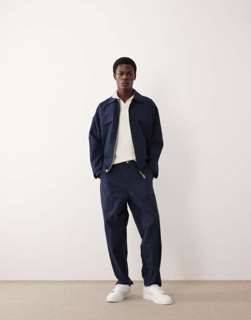 ASOS COLLECTIVE cotton nylon blend shacket in navy (part of a set), 2 of 6