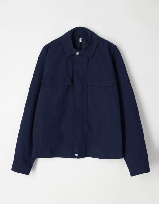 ASOS COLLECTIVE cotton nylon blend shacket in navy (part of a set), 5 of 6