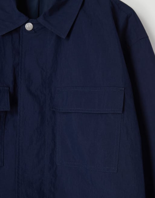 ASOS COLLECTIVE cotton nylon blend shacket in navy (part of a set), 6 of 6
