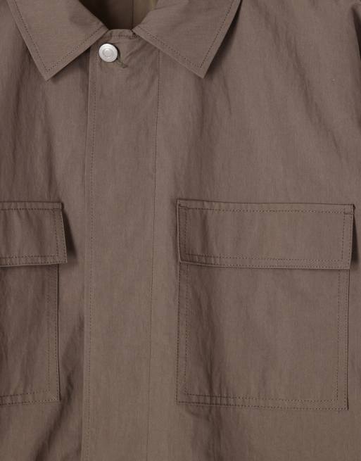 ASOS COLLECTIVE cotton nylon shacket blend in brown - part of a set, 6 of 6