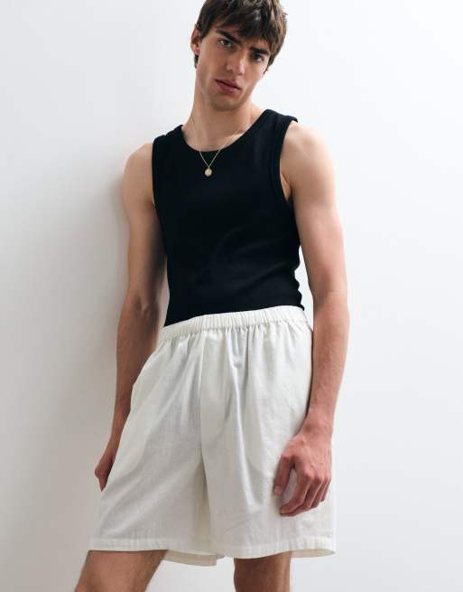 ASOS COLLECTIVE linen cotton blend set in cream, 3 of 4