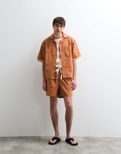 ASOS COLLECTIVE cotton with linen co-ord in orange - view 1