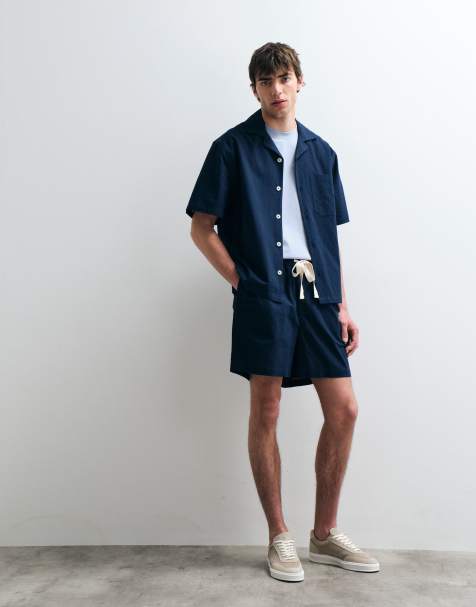 ASOS COLLECTIVE cotton with linen set in navy - view 1