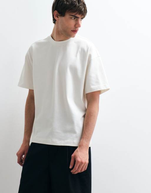 ASOS COLLECTIVE - Cremefarvet oversized T-shirt i superkraftigt stof, 4 af 5