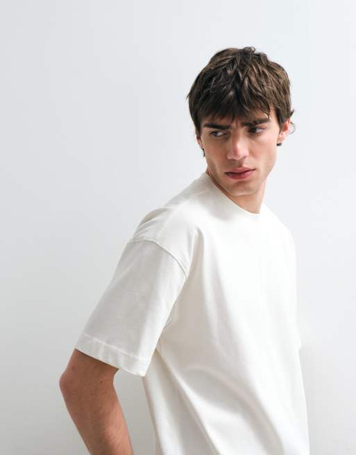 ASOS COLLECTIVE - Cremefarvet oversized T-shirt i superkraftigt stof, 5 af 5