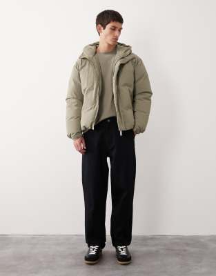 Asos Collective Down Fill Puffer Jacket In Green
