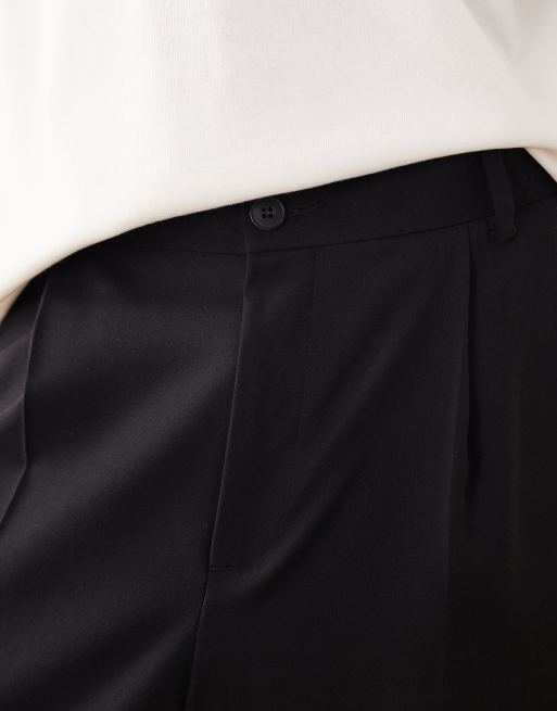 ASOS COLLECTIVE - Elegante og afslappede sorte bukser i uldblanding med tapered ben, 3 af 6