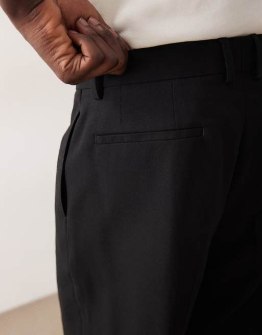 ASOS COLLECTIVE - Elegante og afslappede sorte bukser i uldblanding med tapered ben, 4 af 6