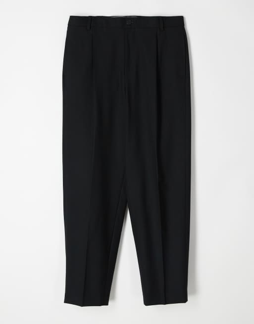 ASOS COLLECTIVE - Elegante og afslappede sorte bukser i uldblanding med tapered ben, 5 af 6