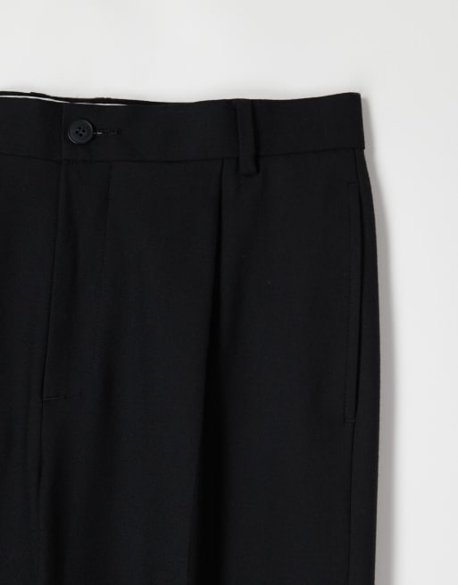 ASOS COLLECTIVE - Elegante og afslappede sorte bukser i uldblanding med tapered ben, 6 af 6
