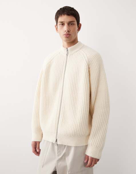 ASOS COLLECTIVE - Gilet oversize zippé en maille de laine - Écru - view 1
