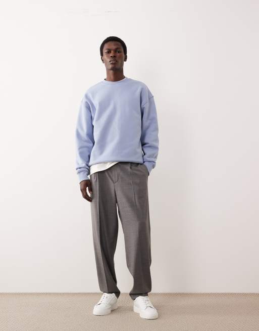 ASOS COLLECTIVE – Grå, avslappnade, avsmalnande finbyxor i ullmix, 3 av 7