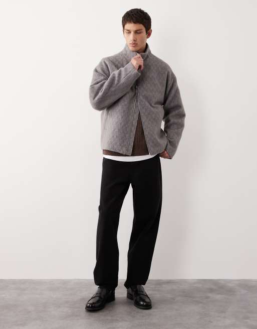 ASOS COLLECTIVE - Grå oversized coach-jakke i uldblanding, 2 af 7