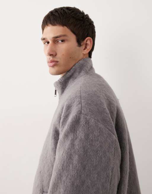 ASOS COLLECTIVE - Grå oversized coach-jakke i uldblanding, 4 af 7