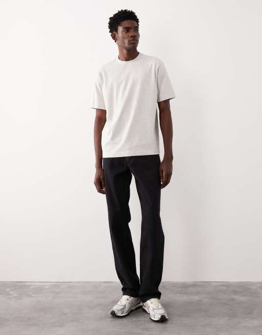 ASOS COLLECTIVE – Gräddvit, kraftig t-shirt i regular fit med melerad effekt, 2 av 7