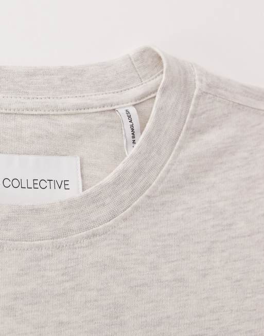 ASOS COLLECTIVE – Gräddvit, kraftig t-shirt i regular fit med melerad effekt, 7 av 7