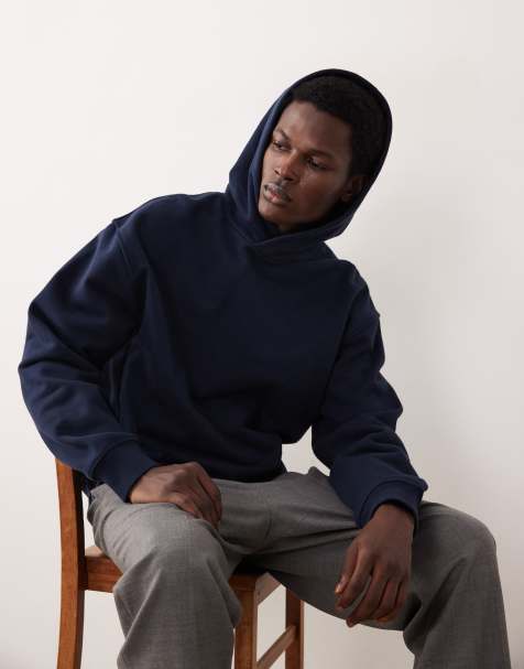 ASOS COLLECTIVE – Granatowa bardzo gruba bluza oversize z kapturem - view 1