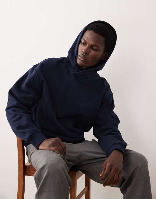 ASOS COLLECTIVE – Granatowa bardzo gruba bluza oversize z kapturem, 5 z 6