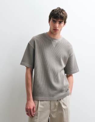 Asos Collective Heavyweight Oversized Waffle T-shirt In Multi