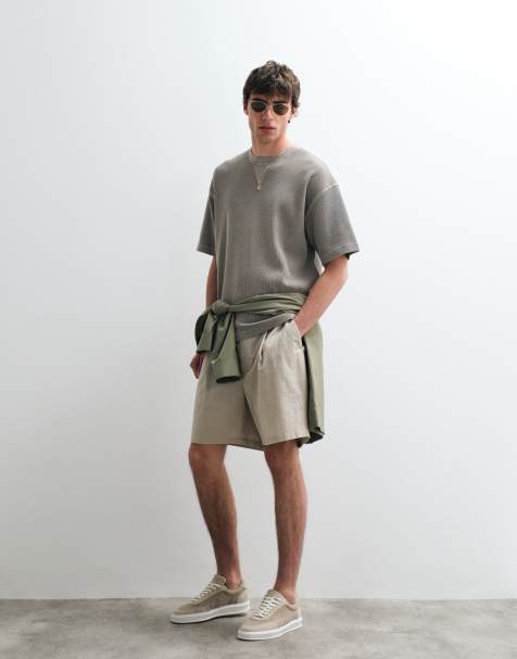 ASOS COLLECTIVE heavyweight oversized waffle t-shirt in washed grey - view 1
