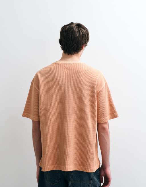 ASOS COLLECTIVE heavyweight oversized waffle t-shirt in washed orange, 5 of 5