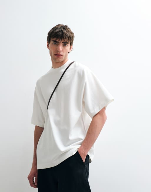 ASOS COLLECTIVE heavyweight relaxed pique T-shirt in off white, 4 of 5