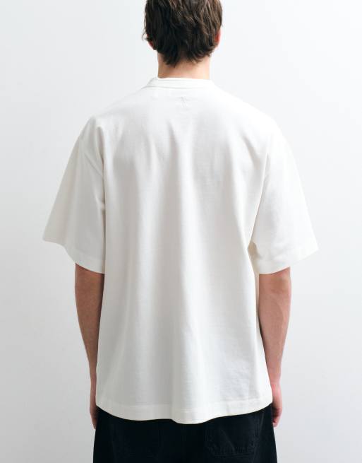 ASOS COLLECTIVE heavyweight relaxed pique T-shirt in off white, 5 of 5