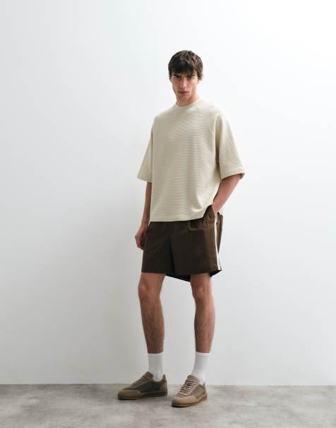 ASOS COLLECTIVE heavyweight super oversized textured t-shirt in beige - view 1