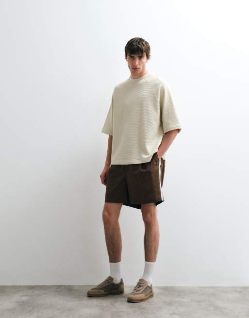 ASOS COLLECTIVE heavyweight super oversized textured t-shirt in beige, 2 of 5