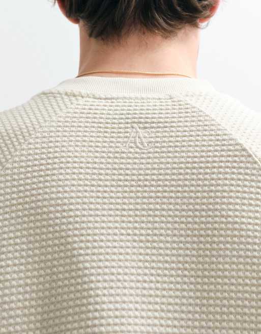 ASOS COLLECTIVE heavyweight super oversized textured t-shirt in beige, 3 of 5