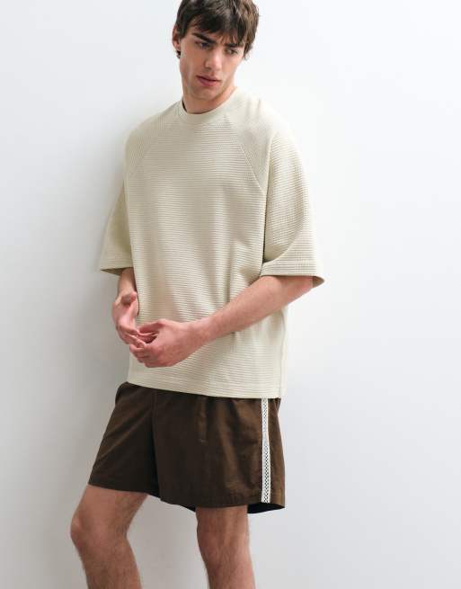 ASOS COLLECTIVE heavyweight super oversized textured t-shirt in beige, 5 of 5