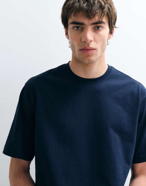 ASOS COLLECTIVE heavyweight t-shirt in navy, 3 of 5