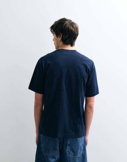 ASOS COLLECTIVE heavyweight t-shirt in navy, 4 of 5