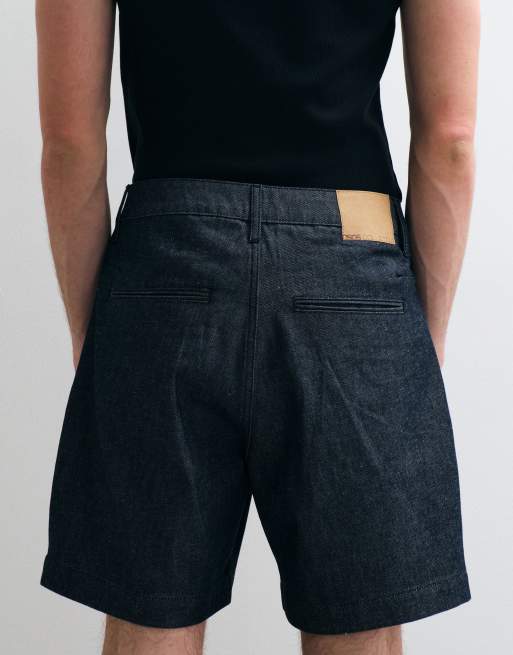 ASOS COLLECTIVE – Jeans-Shorts in Indigoblau mit Bundfalten, 5 von 7