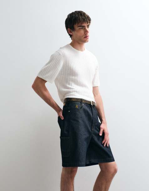 ASOS COLLECTIVE – Jeans-Shorts in Indigoblau mit weitem Bein - view 1