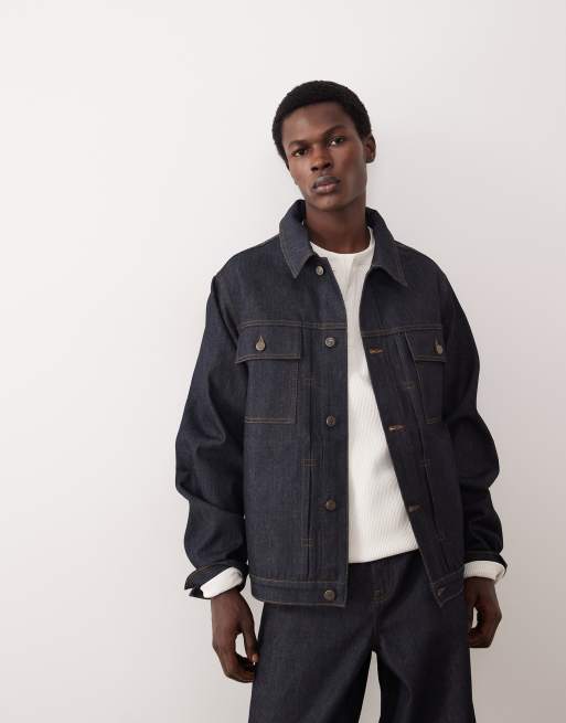 ASOS COLLECTIVE - Klassisk denimjakke i rå indigoblå vask - Del af sæt, 5 af 7