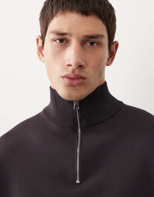 ASOS COLLECTIVE knitted half zip track top in charcoal (part of a set), 5 of 7