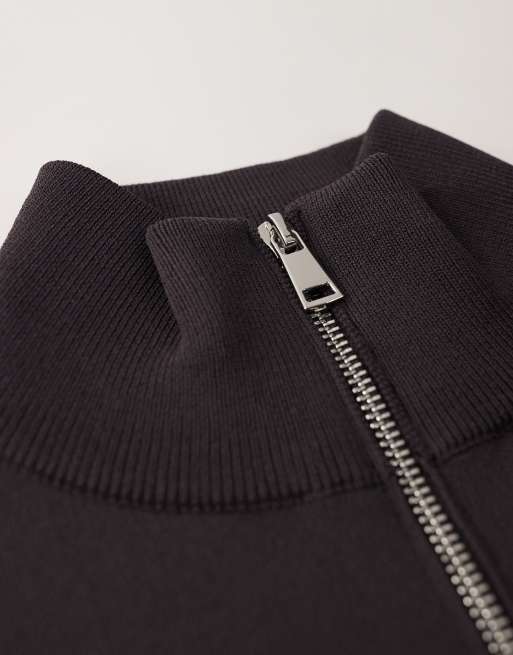ASOS COLLECTIVE knitted half zip track top in charcoal (part of a set), 7 of 7
