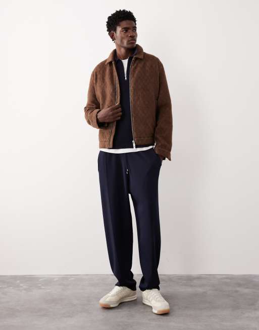 ASOS COLLECTIVE knitted tapered jogger co-ord in navy, 2 of 7
