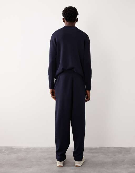 ASOS COLLECTIVE knitted tapered jogger co-ord in navy, 3 of 7