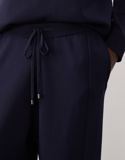 ASOS COLLECTIVE knitted tapered jogger co-ord in navy, 5 of 7