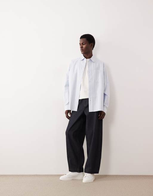 ASOS COLLECTIVE – Koszula oxford super oversize w niebiesko-białe paski, 3 z 7
