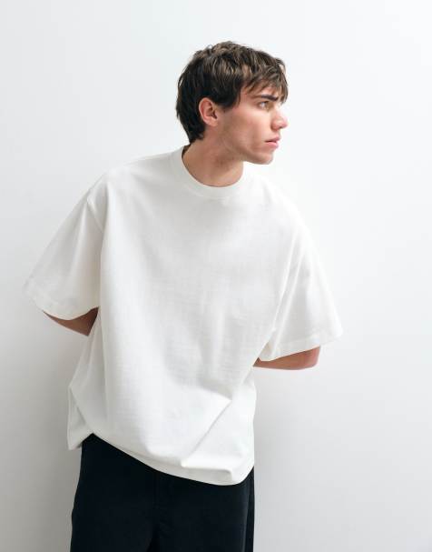 ASOS COLLECTIVE - Kraftig og afslappet råhvid T-shirt i piqué - view 1