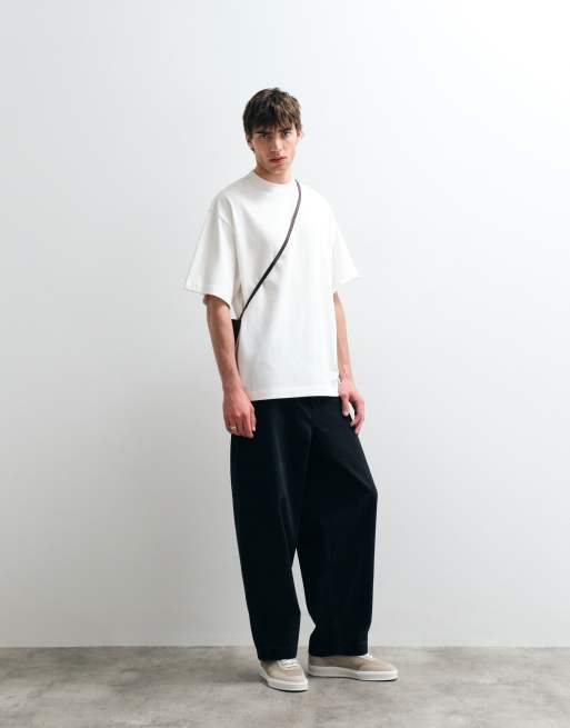 ASOS COLLECTIVE - Kraftig og afslappet råhvid T-shirt i piqué, 2 af 5