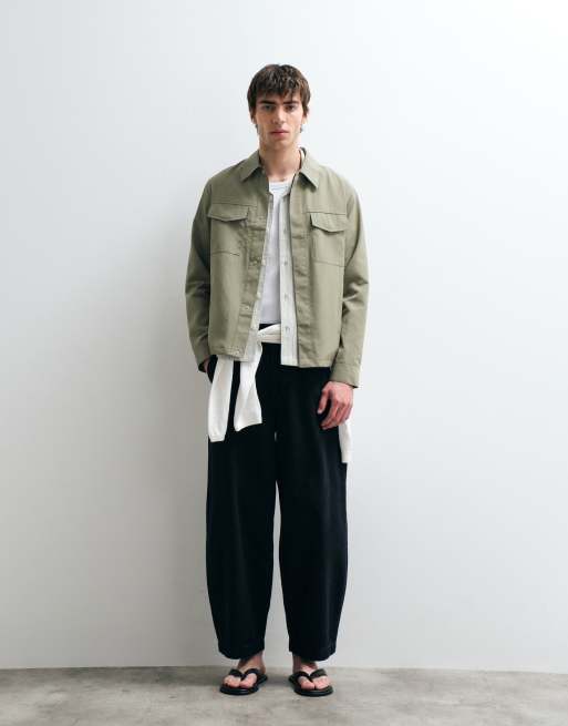 ASOS COLLECTIVE – Langärmliges Utility-Hemd in Khaki mit lockerem Schnitt, 3 von 5