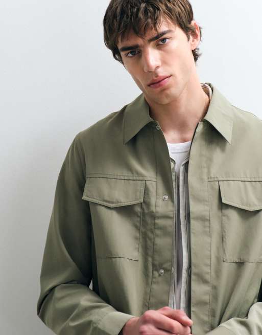 ASOS COLLECTIVE – Langärmliges Utility-Hemd in Khaki mit lockerem Schnitt, 5 von 5