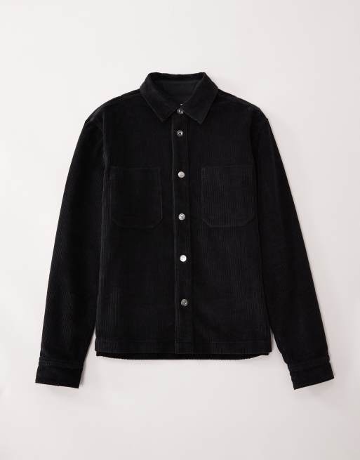 ASOS COLLECTIVE – Locker geschnittenes, dickes Cordhemd in Schwarz, Kombiteil, 6 von 7